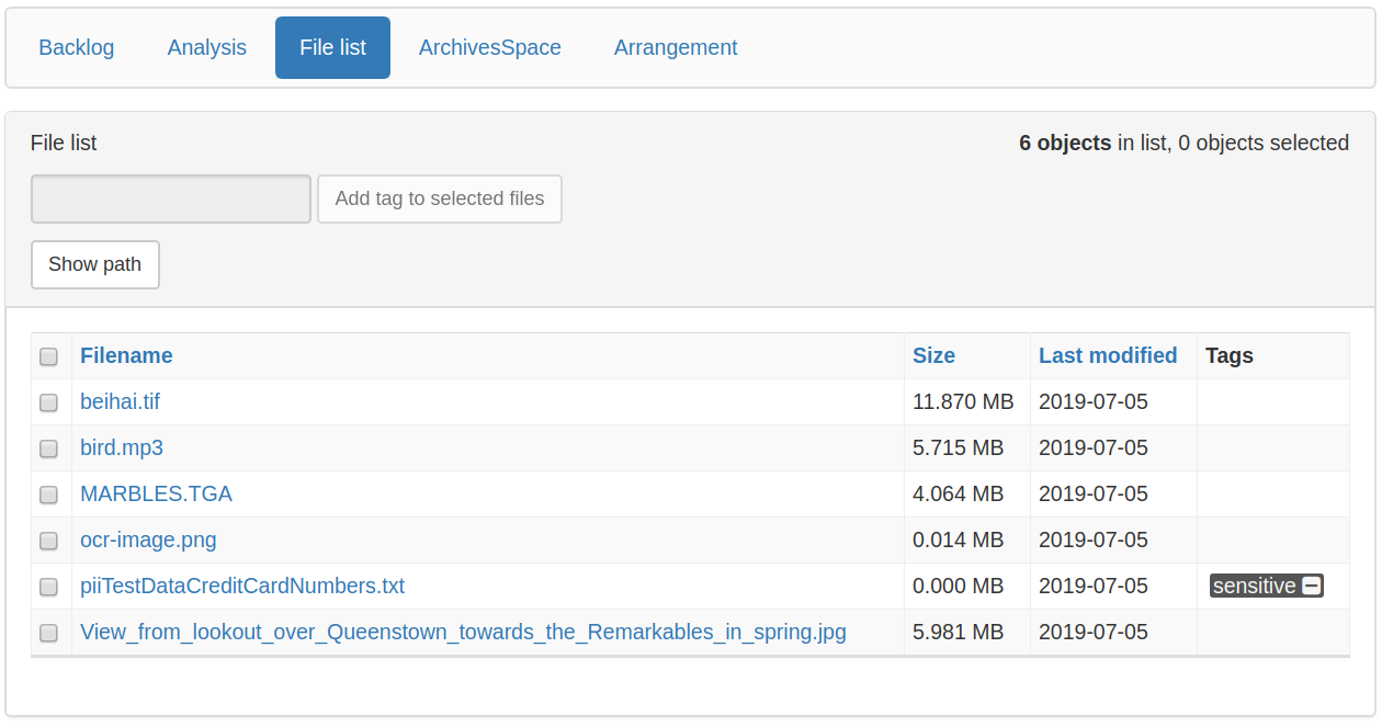 File list pane