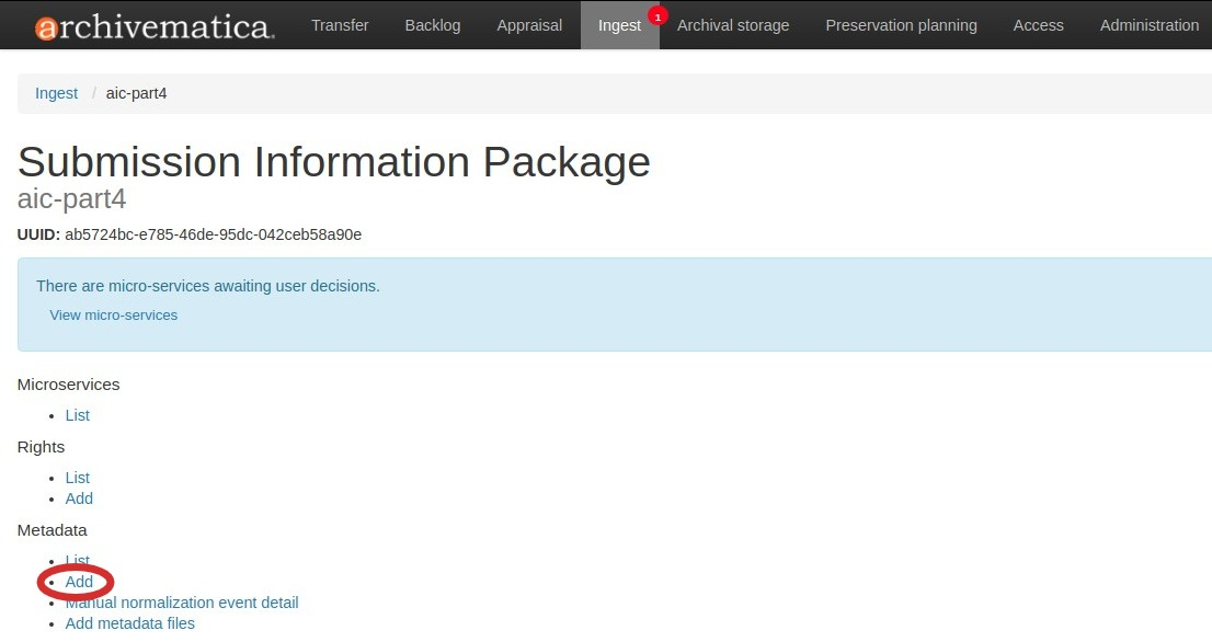 Click on Add under Metadata