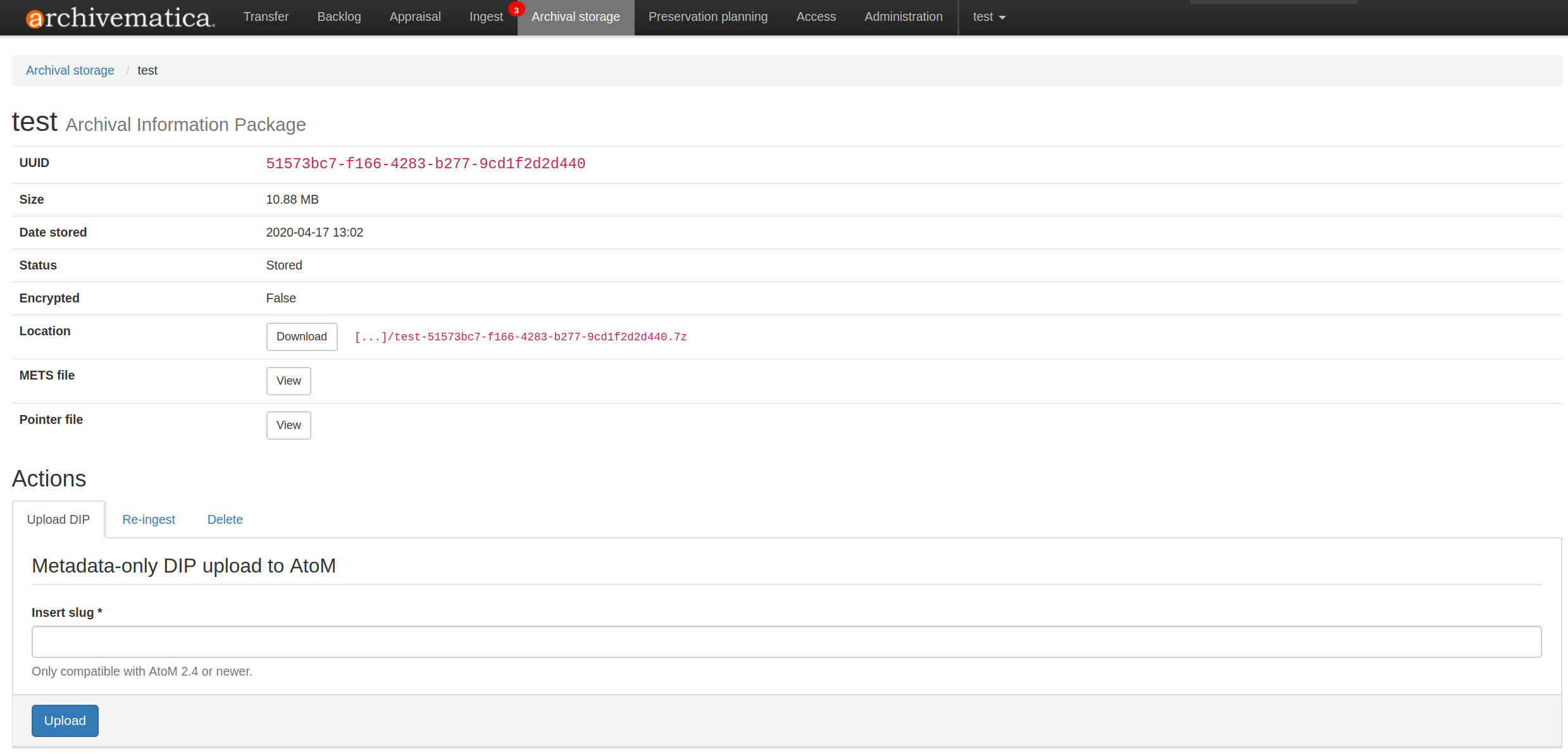 The information page for an AIP.
