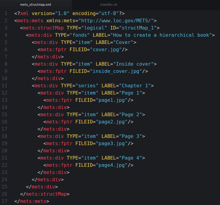 Structure of the logical mets_structmap.xml.