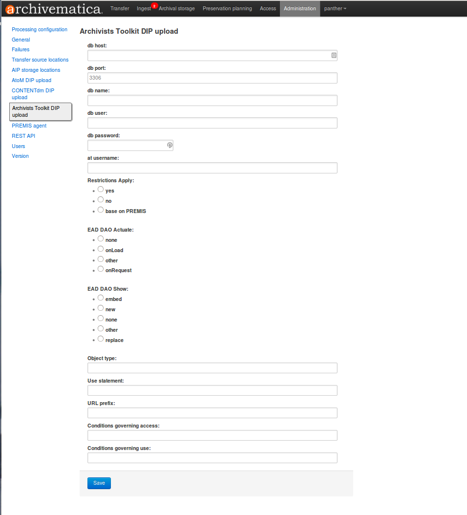 Archivists Toolkit configuration settings