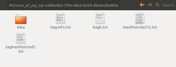 Bagit specification files