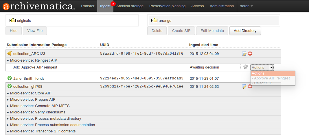 Approve AIP reingest in Ingest tab.