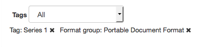 Filters as they appear below the tags drop-down menu