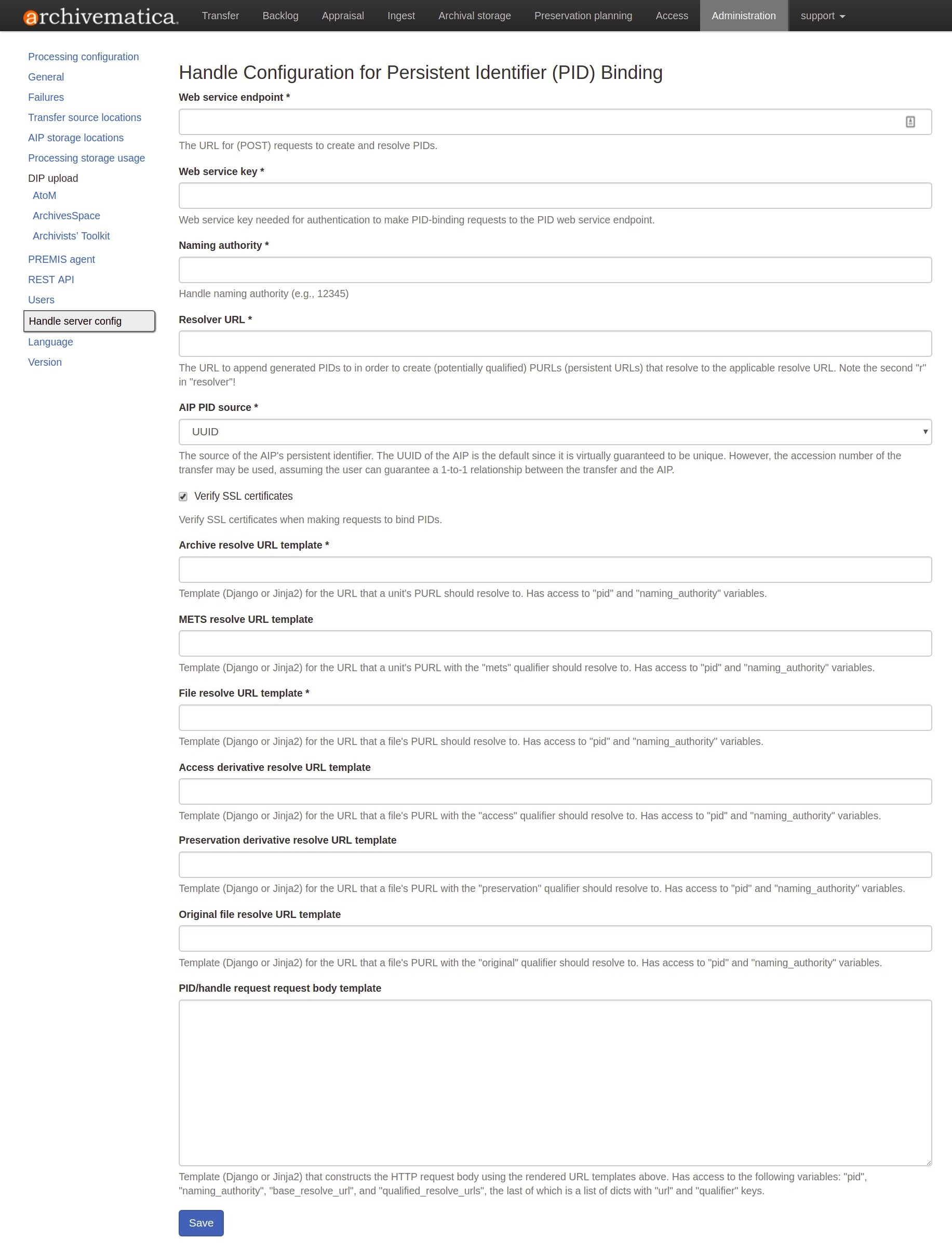Handle.Net configuration settings