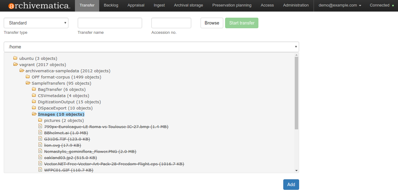 Select transfer(s) from source directory(ies)