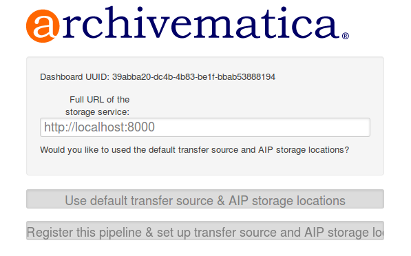 Configuring the Storage Service during Archivematica installation.