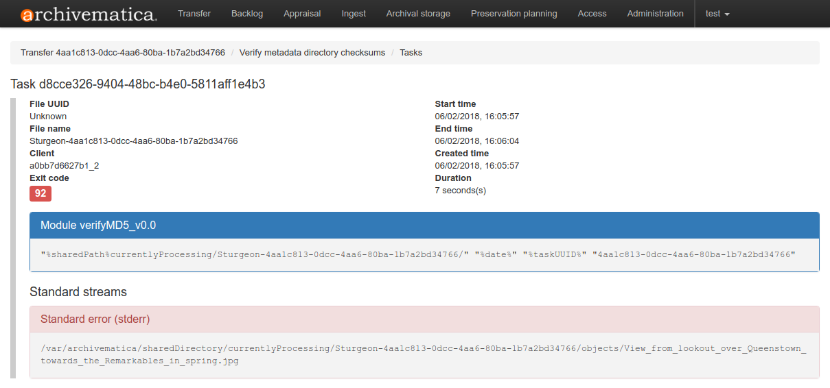 An error report showing that a virus has been found in a file