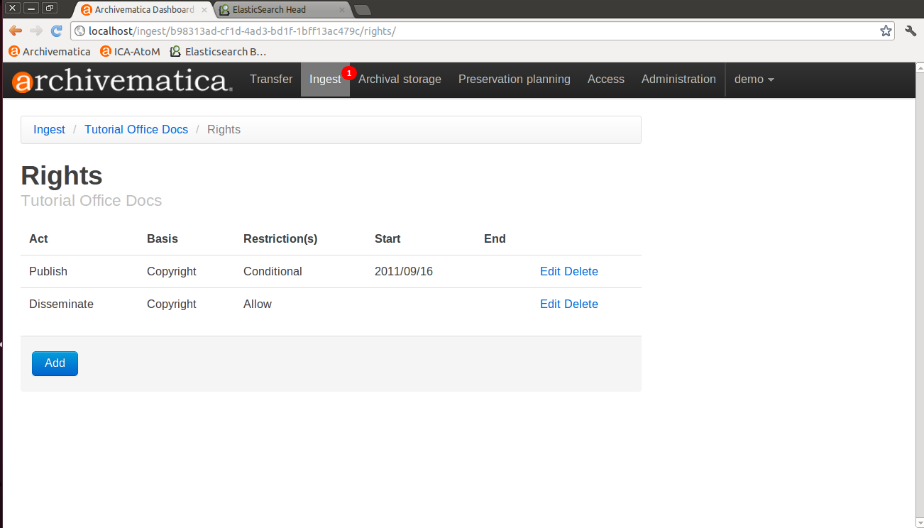 SIP detail panel with rights