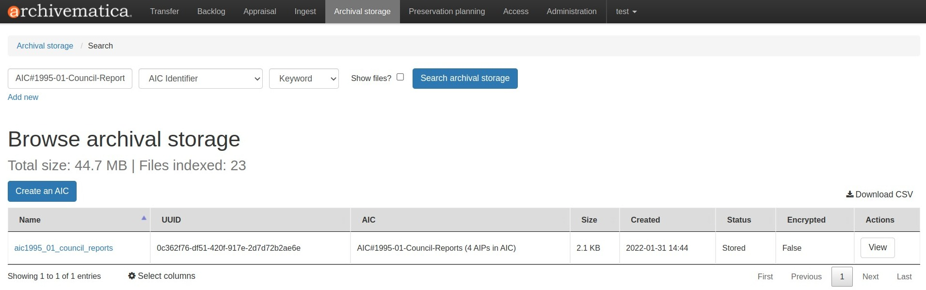 Search for AICs using the AIC identifier