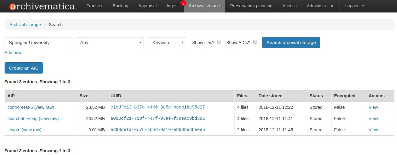 The image shows a search carried out using the term "Spengler University" with the search parameter set to "Any" and the search type set to "Keyword"