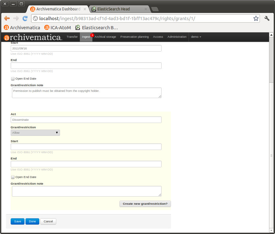 Button to repeat acts in rights template