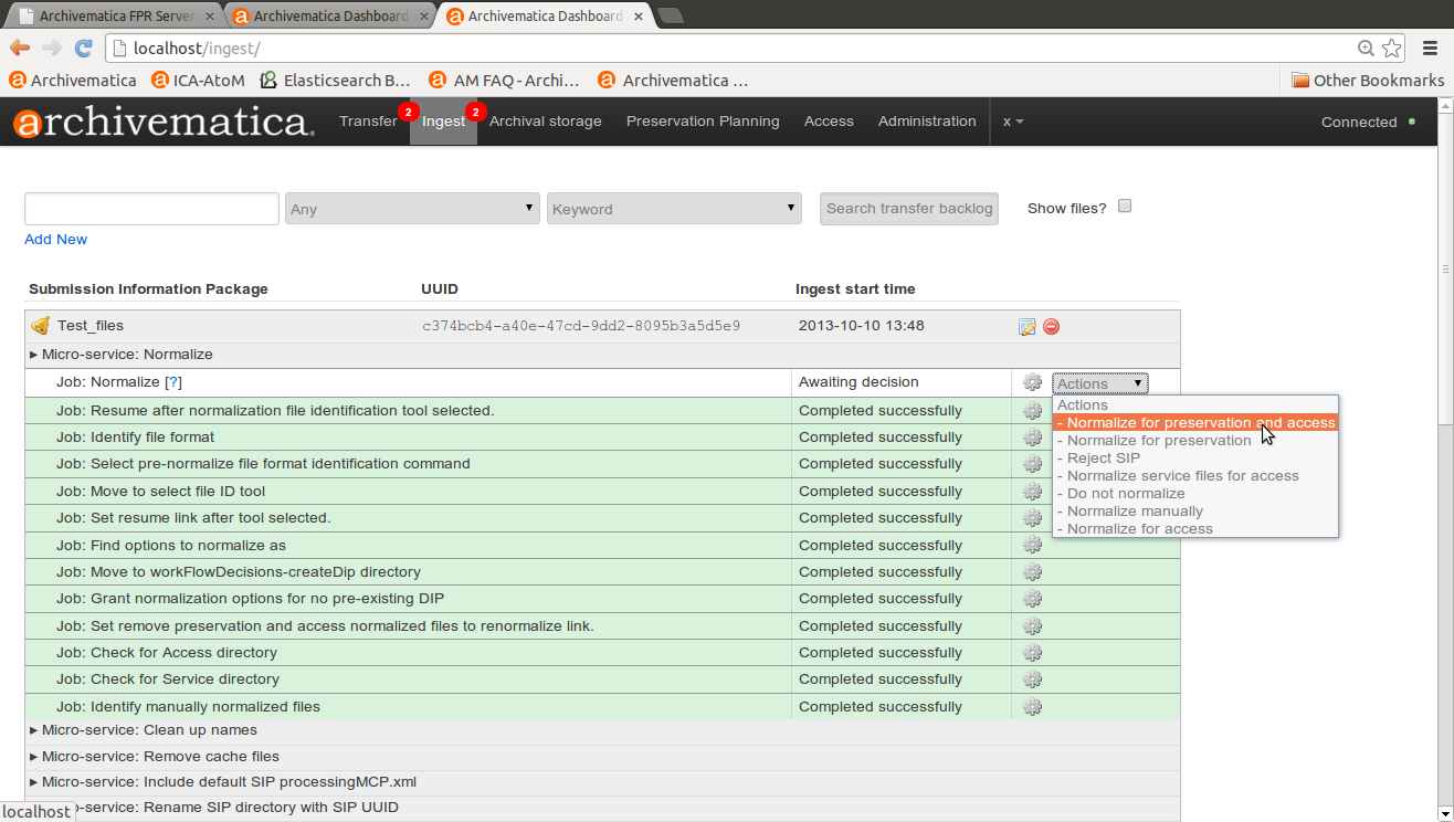 Selecting a normalization option