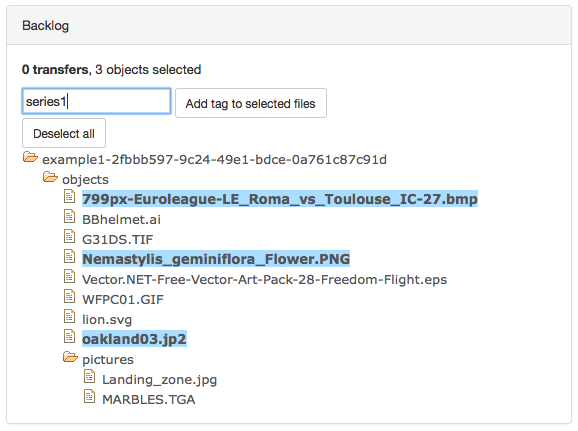 Adding tags to files in the backlog